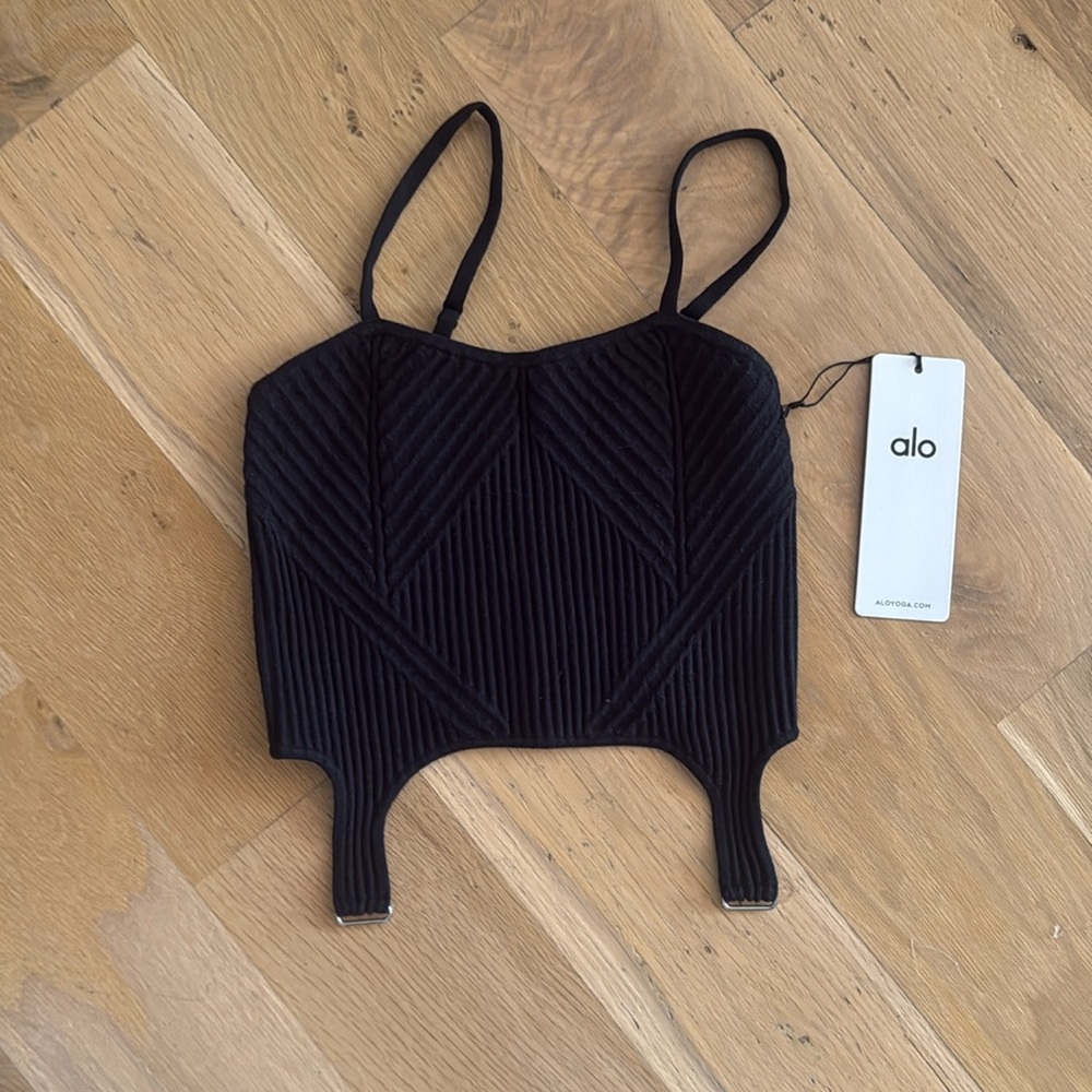 ALO Yoga Denim Knit Garter Tank -
Black/Anthracite-XS-NWT - Picture 6 of 7